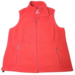 L.L. Bean Women's 1X Red Orange Vest #284618 Full Zip with DEEP Pockets